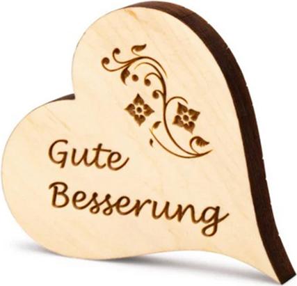 Produktbild ZNatur Zirben Holz Herz Geschenk Deko mit Gravur Gute Besserung No.9