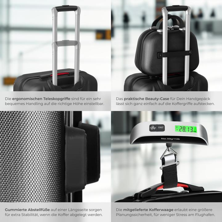 Produktbild tectake Cleo 4-tlg. mit Kofferwaage (95 l, L (90 - 115l))