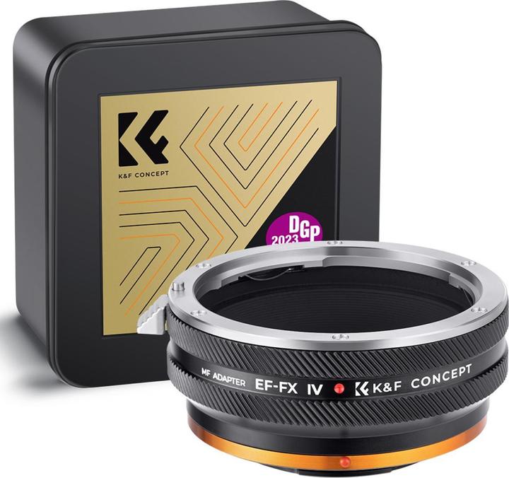 Actual product image K&F Concept High Precision lens adapter, matte paint, orange, EF-FX IV PRO