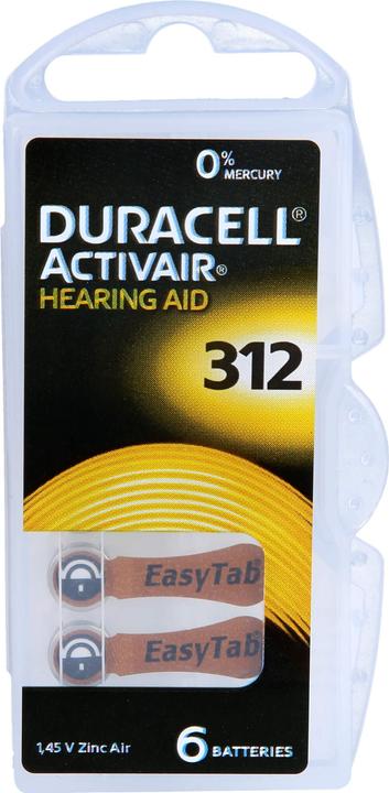 Duracell Batteria per apparecchi acustici 312, 6 pezzi. (6 pz., C)