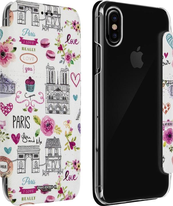 Actual product image Akashi Flip-Schutzhülle Brieftasche mit Kartenfach iPhone X – – Paris mon Amour (Apple iPhone X)