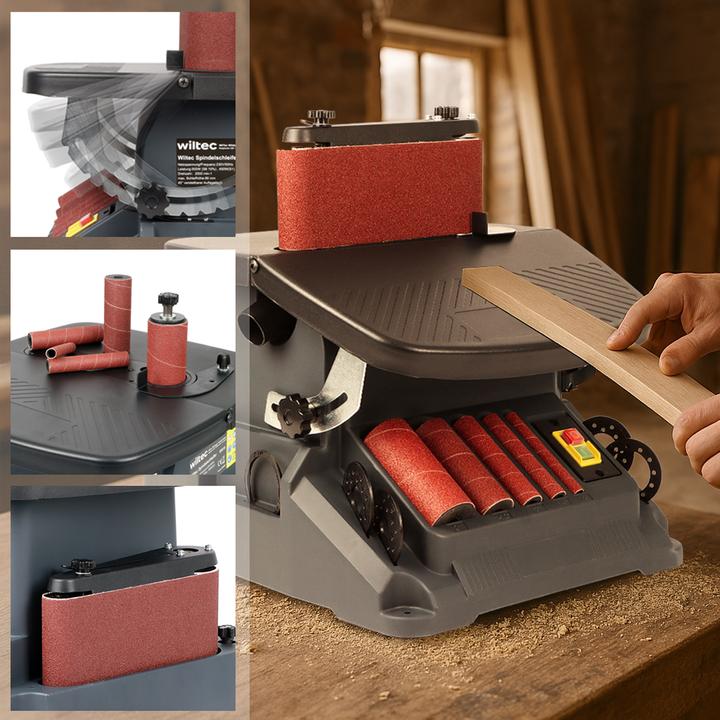 Image du produit Wiltec Ponceuse oscillante Bande & Cylindre 500 W 5x Manchons Polisseuse Atelier (Meuleuse oscillante, 500 W)