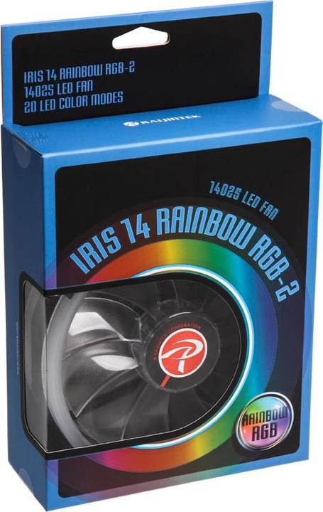 Immagine prodotto Raijintek Ventilatore IRIS 14 Rainbow RGB LED, set di 2 con controller (140 mm, 2 x)