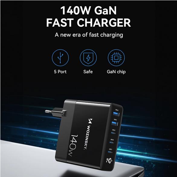 Actual product image Wozinsky GaN Charger (140 W)
