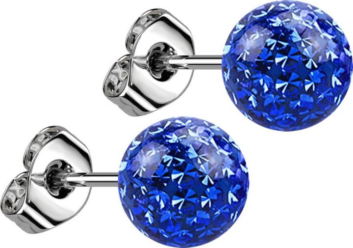 Image du produit Star Piercing clou d'oreille argent avec boule de cristal bleu foncé époxy de protection (Acier chirurgical 316L, sans laiton)