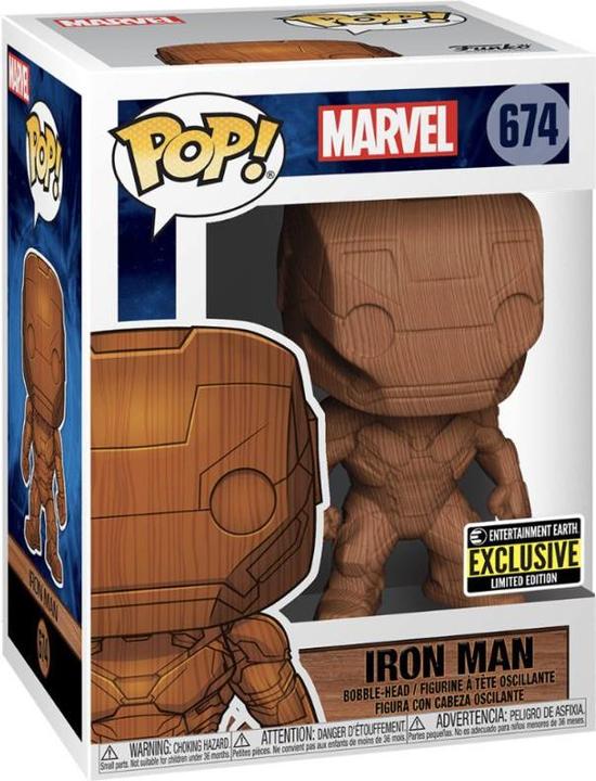 Actual product image Funko POP! Marvel Iron Man (Wood Deco) Exclusive