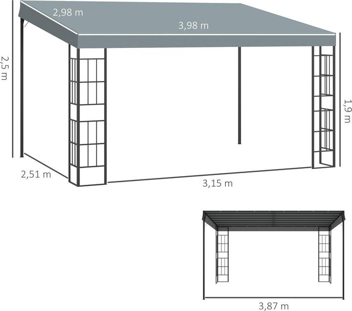 Produktbild Outsunny Pergola mit abfallendem Dach (398 cm, 298 cm)