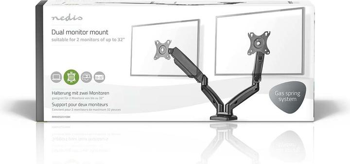 Actual product image Nedis Desk Monitor Holder | Gas Spring | 2 Screen(s) | 15 - 32 " | 75x75 / 100x100 | Vol (Table, 32")