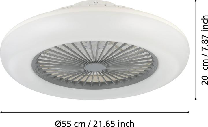 Actual product image EGLO 35144 SAYULITA-L LED triple fan 3x12.6W Ø550mm White Grey Milky controllable light colour di (4800 lm, IP44)