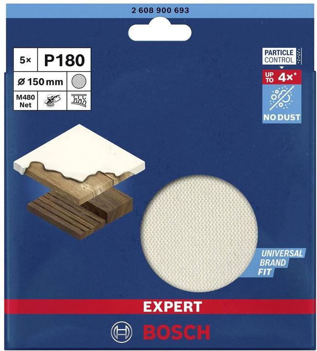 Actual product image Bosch Professional Zubehör Expert M480 Sanding net for random orbital sander, 150 mm, G 180, 5 pieces (180)
