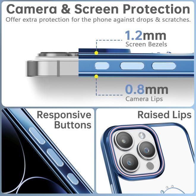 Image du produit Kingxbar Coque en silicone Wish Series avec cristaux pour iPhone 15 - bleu (Apple iPhone 15)