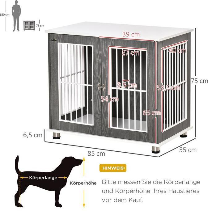 Produktbild Swisshandel24 Hundehütte Hundehaus aus Holz Transportbox mit Tischoberfläche Kissen Kleintierkäfig Beistelltisch G (Hund, Abschliessbar, Faltbar)