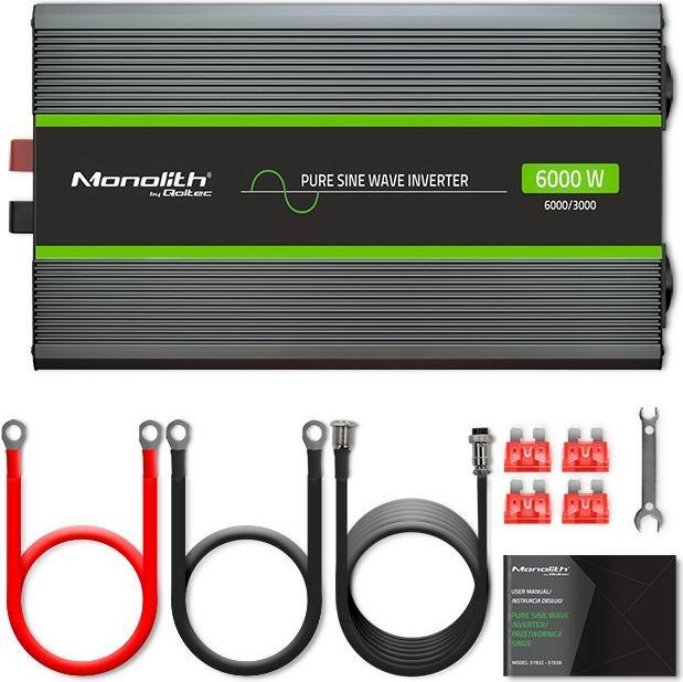 Image du produit Qoltec Przetwornica napięcia Monolith | 3000W | 6000W | 24V na 230V | Czysty Sinus | LCD