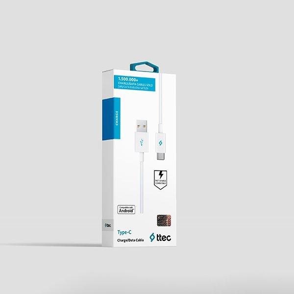 Produktbild Ttec Cable Type C Charge / Data Cable, 2.0 White (1 m, USB 2.0)