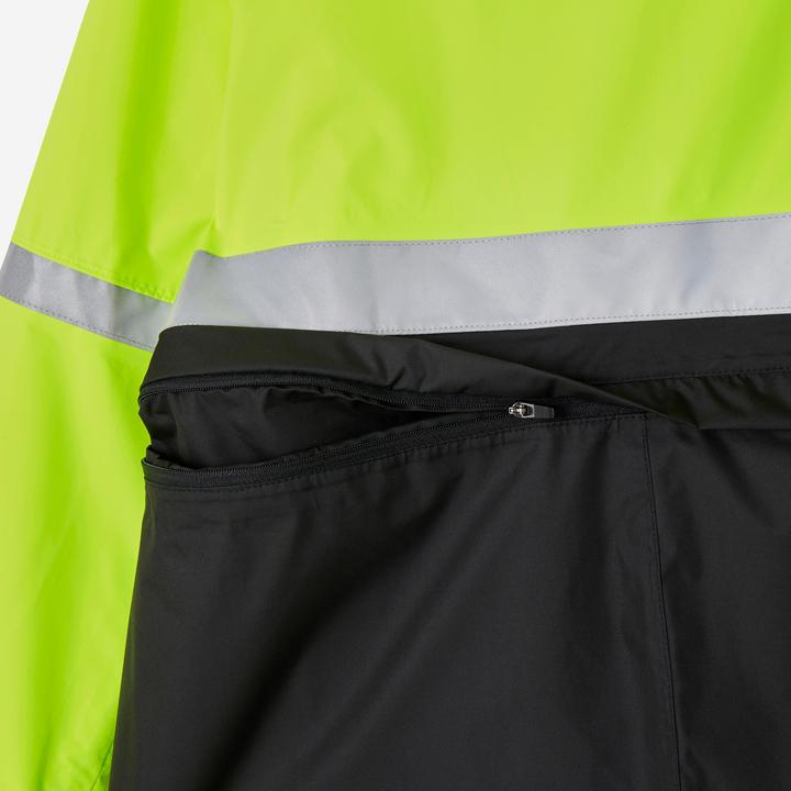 Produktbild Btwin Fahrrad Regenponcho Sichtbarkeit Tag und Nacht Kinder schwarz/neongelb (10, 11, 12)