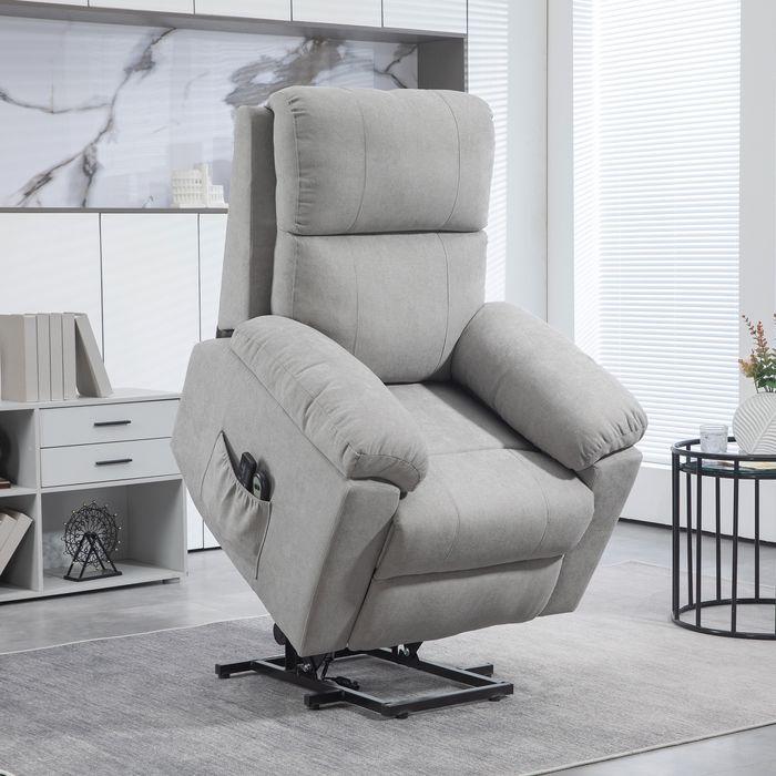 Actual product image Swisshandel24 TV armchair electric stand-up aid reclining function remote control massage armchair linen look