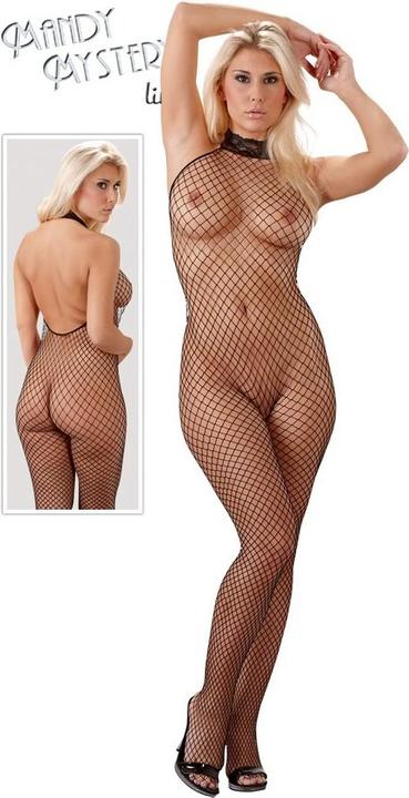 Immagine prodotto Mandy Mystery Catsuit a rete con colletto di pizzo (M, L)