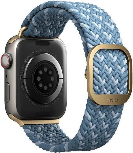 Actual product image Uniq pasek Aspen Apple Watch 40/38/41mm Series 1/2/3/4/5/6/7/8/SE/SE2 Braided DE modry/cerulean blue