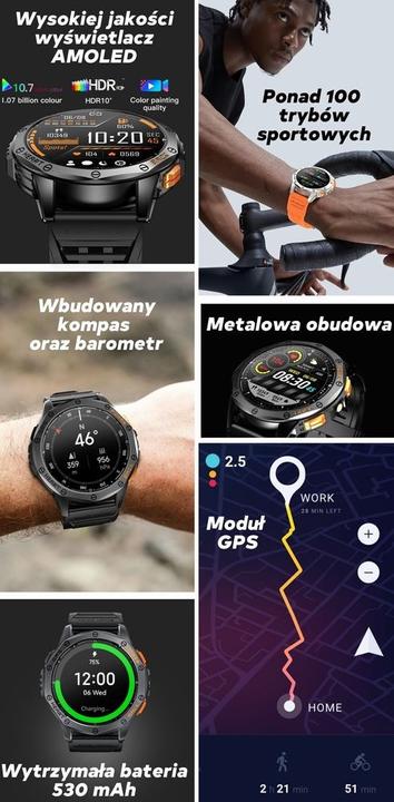 Immagine prodotto Gravity GPS GT24-2 Herren-Smartwatch, schwarzes Silikonarmband + weisses Silikonarmband