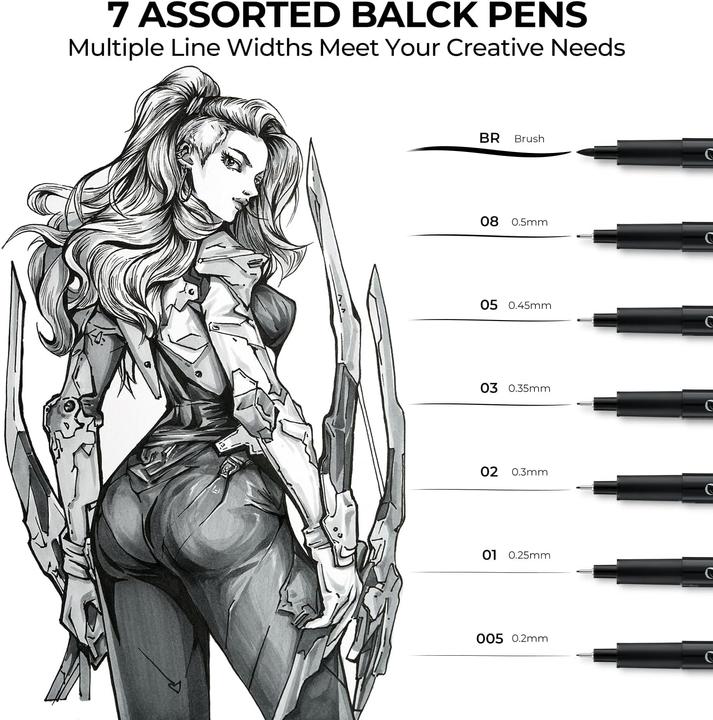 Image du produit Ohuhu Crayons à dessin Feinliner (Multicolore, 18 x)