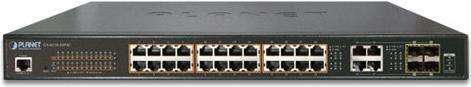 Productafbeelding Planet 24 Poort 10/100/1000Mbps PoE 4 Poort Gigabit ComboManaged Gigabit Switch 202W Stroomverbruik (24 Havens)