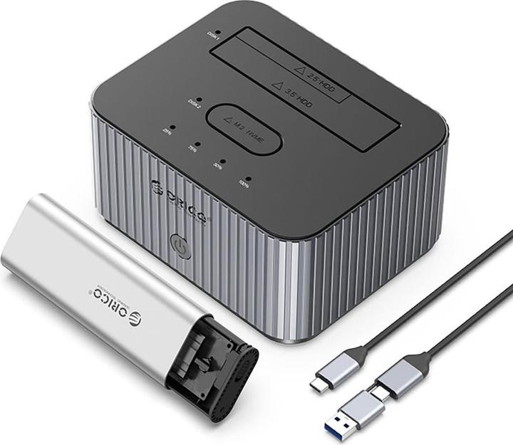 Actual product image Orico HDD / SSD Docking Station IT28E-C for SATA 2.5inch / 3.5inch / M.2 NVMe, Grey