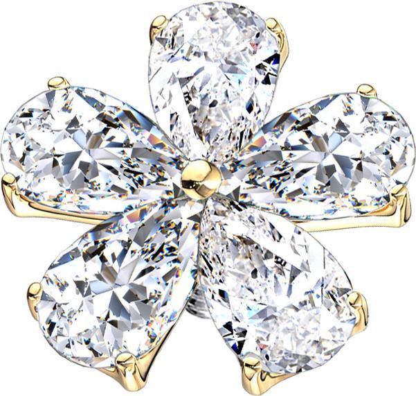 Immagine prodotto Star Piercing Fiore dermico placcato in oro con gocce di cristallo (Acciaio chirurgico 316L, Ottone)