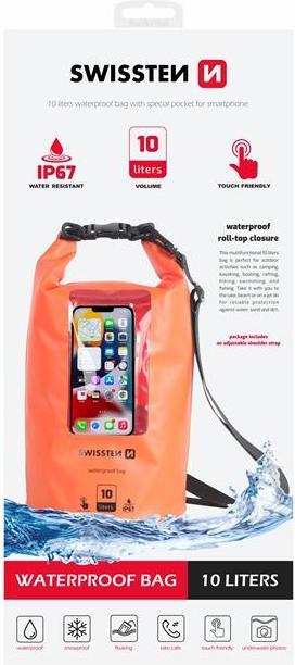 Produktbild Swissten Waterproof Case Orange (10L) (Zusätzliche Polsterung)