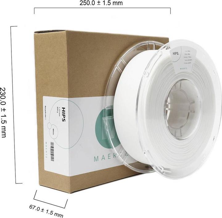 Produktbild Maertz HIPS White 1.75 mm 800 g (HIPS, 1.75 mm, 800 g, Weiss)