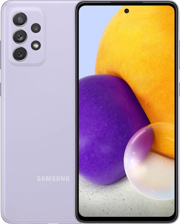 Actual product image Samsung Galaxy A72 (128 GB, Lavender, 6.70", Dual SIM, 64 Mpx, 4G)