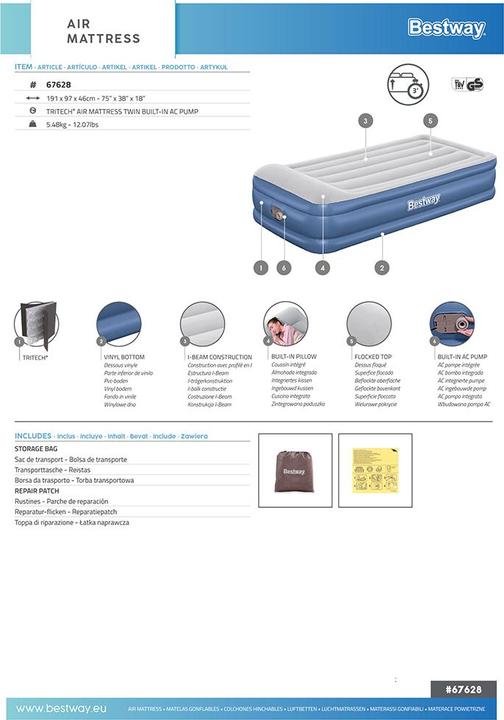 Actual product image Bestway Single mattress (95 x 190 cm)