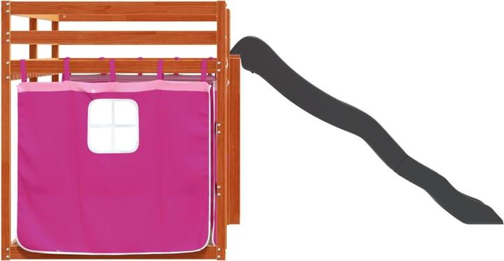 Actual product image VidaXL Bunk bed with slide and curtains pink (90 x 200 cm)