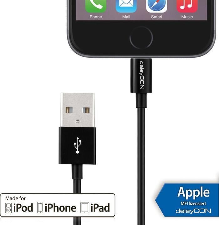 Immagine prodotto deleyCON Fulmine su USB (0.15 m, USB 2.0)