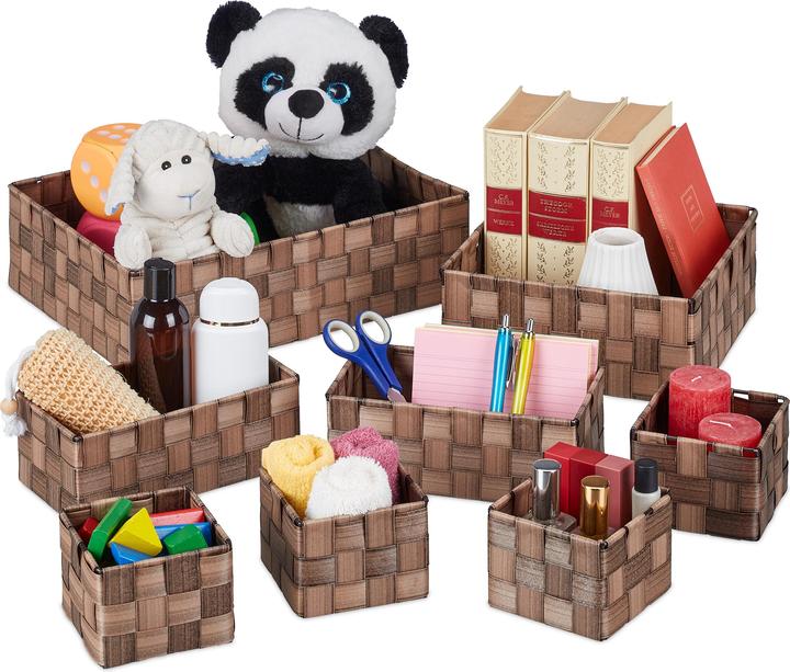 Relaxdays 8pcs storage basket set (8 x, 35.5 x 26 x 10.5 cm)