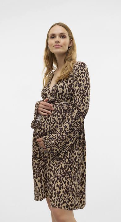 Produktbild Mamalicious Normal geschnitten V-Ausschnitt Elastische Bündchen Ballonärmel Kurzes Kleid Kleid (L)