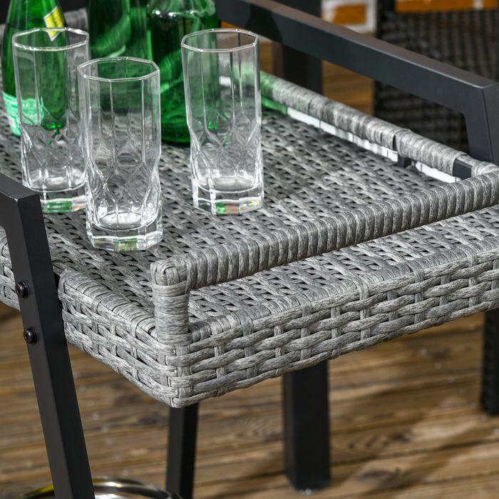Actual product image Swisshandel24 BBQ trolley BBQ trolley Serving trolley, 1 shelf, PE rattan, 79cmx52cmx82cm, grey