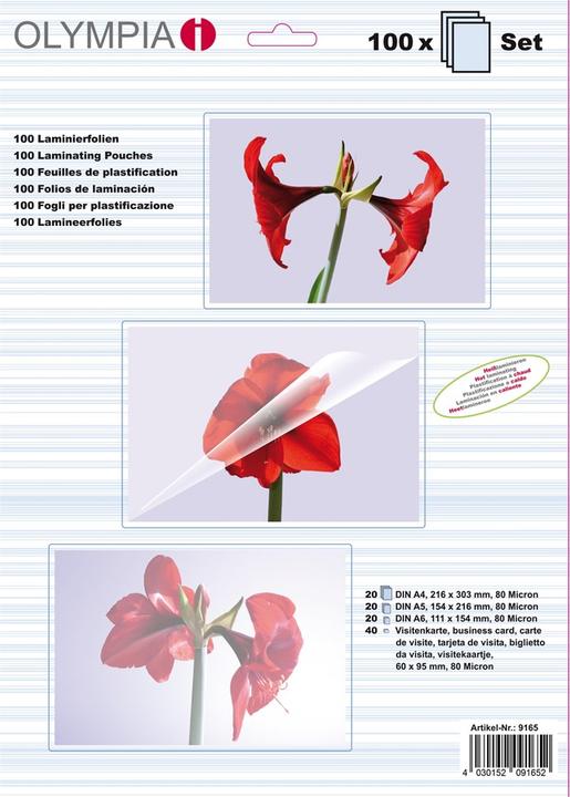 Immagine prodotto Olympia Pellicole di laminazione - Set (A5, A4, A6, 100 Pezzo/i, 80 µm)