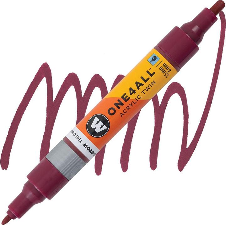 Actual product image Molotow Marqueur pour Maquettes - One4All Twin - Acrylique Bordeaux - 1,5/4mm - -086 - 15 cm (Burgundy, 4 mm, 1 x)