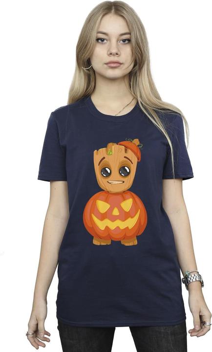 Actual product image I Am Groot Womens/Ladies Groot Pumpkin Cotton Boyfriend T-Shirt (3XL)