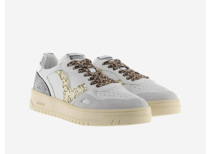 Produktbild Victoria Weiss-goldene Damen-Sneaker aus Leder-Look (39)