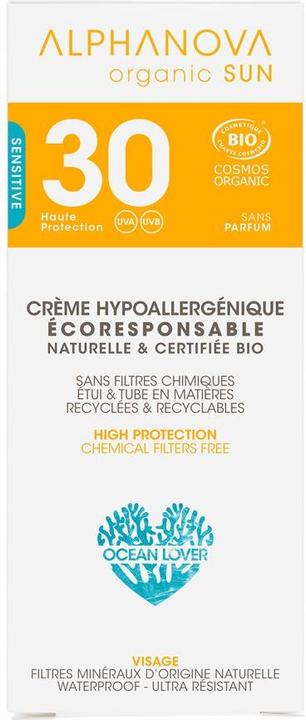 Immagine prodotto Alphanova SUN Cream Organic Hypoallergenic SPF30+ Crema senza profumo (Crema solare viso, SPF 30, 50 ml, 500 g)
