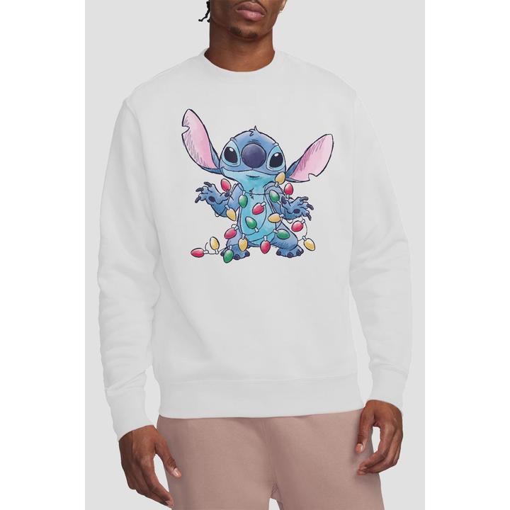 Actual product image Lilo & Stitch Unisex Adult Christmas Lights Sketch Sweatshirt (M)