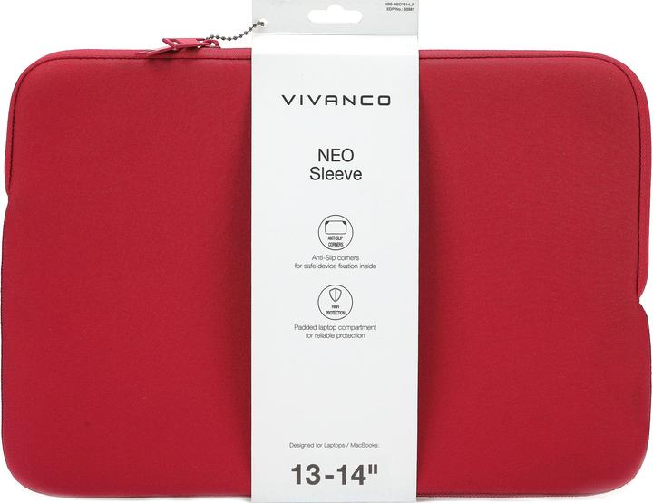 Actual product image Vivanco NEO Notebook Sleeve for 13-14" devices, red neoprene (14", Universal)