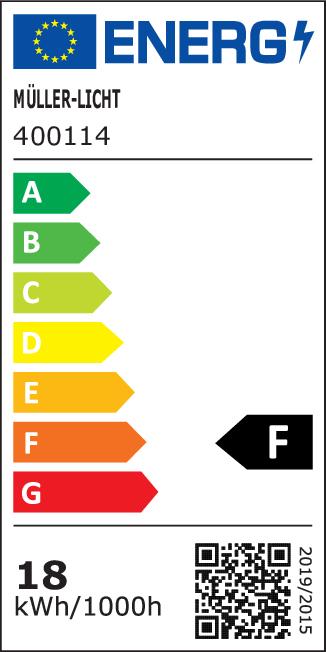 Energie-Label Müller Licht LED Röhre mit 16,5 Watt, G13, 1200mm, warmweiss (G13, 16.50 W, 1600 lm, 1 x, F)