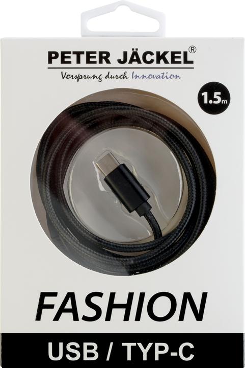 Immagine prodotto Peter Jäckel FASHION Cavo dati USB da 1,5 m Nero USB Type-C con funzione di sincronizzazione e ricarica (1.50 m, USB 2.0)