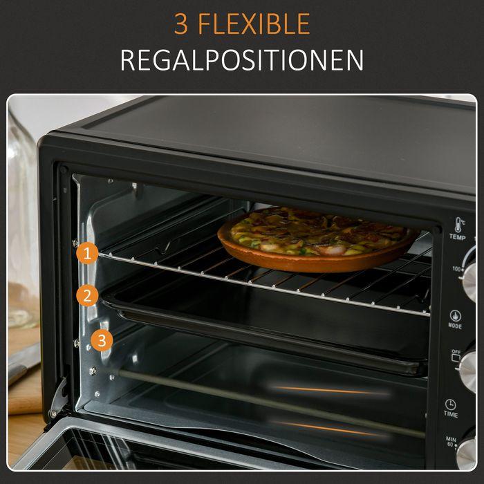 Produktbild Swisshandel24 Minibackofen 21L mit 1 Drahtgestell und 1 Backblech 3 Kochmodi 100°C-230°C 1400W Metall Edelstahl Gl