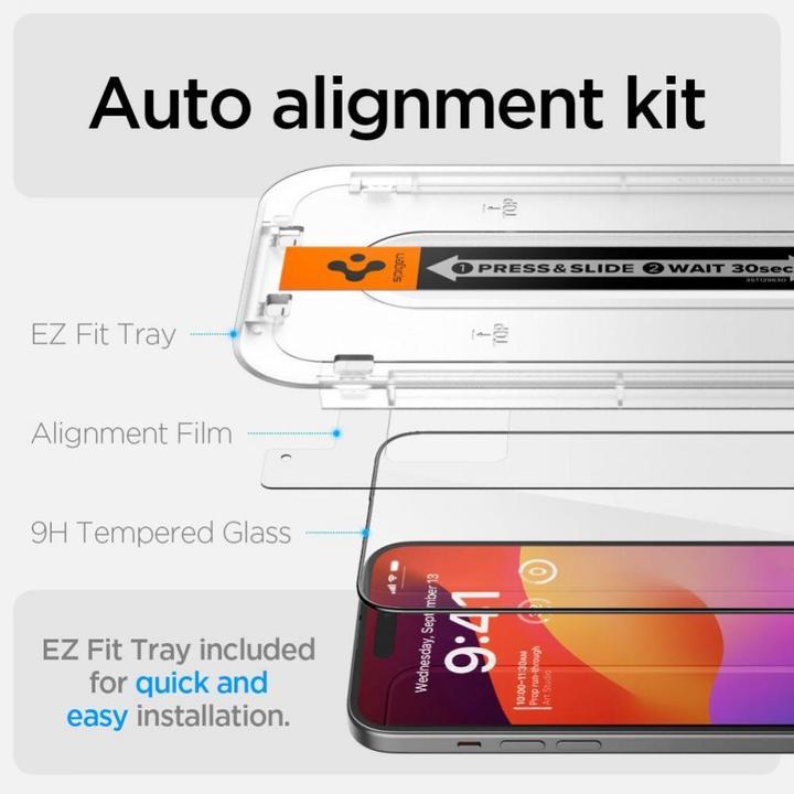 Image du produit Spigen VERRE TREMPÉ GLAS.TR "EZ FIT" FC 2-PACK IPHONE 15 PLUS NOIR (2 pièce(s), Apple iPhone 15 Plus)