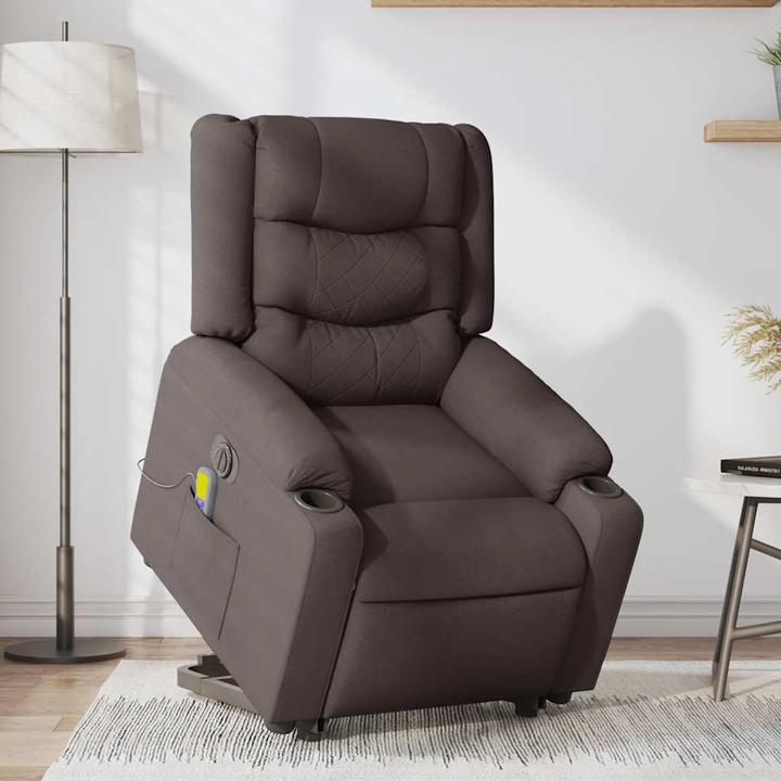 Actual product image VidaXL Electric massage chair with stand-up aid dark brown fabric