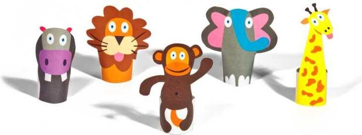 Actual product image Pukaca Paper finger puppet set. 8 jungle animals (8 x)