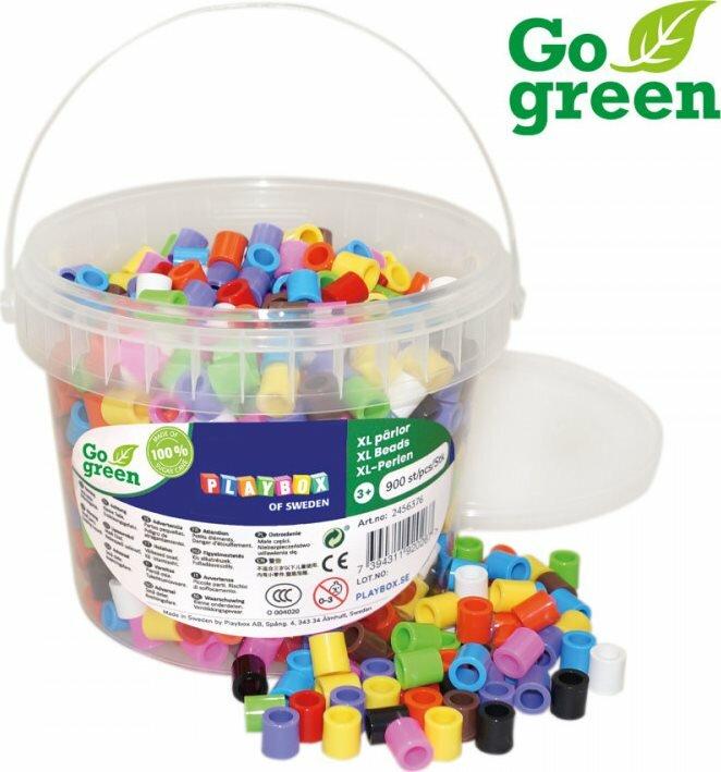Produktbild Playbox Bügelperlen Go Green im Eimer XL 900 Stück